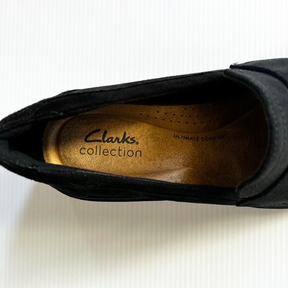 Clarks CALLA EASE SUEDE- BLACK Lug Sole Loafers NWT - Picture 9 of 11